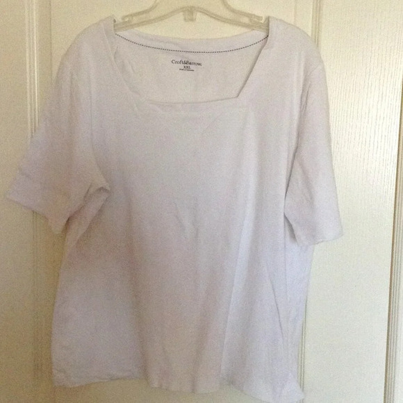 Croft & Barrow Women's Size XXL Top  Short Sleeve White Cotton T-Shirt - Picture 1 of 5